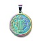 Ion Plating(IP) 304 Stainless Steel Pendants, Flat Round with Saint Benedict Medal, Rainbow Color, 24.5x22x2.5mm, Hole: 7.5x3.5mm