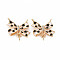 Brass Micro Pave Cubic Zirconia Connector Charms, with Enamel, Nickel Free, For Half Drilled Beads, Bowknot, Real 18K Gold Plated, 15x15x3mm, Hole: 0.8mm, Pin: 0.7mm
