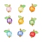 Transparent Acrylic Pumpkin Pendants, with Brass Ball Head Pins & Iron Bead Caps & Transparent Acrylic Bead, Mixed Color, 16x14x10mm, Hole: 1.5mm