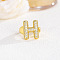 Brass Micro Pave Clear Cubic Zirconia Cuff Rings, Golden, Letter H, Inner Diameter: Adjustable