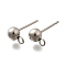 201 Stainless Steel Stud Earring Findings, with Loop and 304 Stainless Steel Pins, Round, Stainless Steel Color, 16x8x5mm, Hole: 1.8mm, Pin: 11x0.5mm