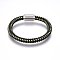 Leather Cord Bracelets, with 304 Stainless Steel Magnetic Clasp, Stainless Steel Color, 8-1/4 inch(21cm), 8mm