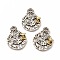 Rack Plating Brass Micro Pave Cubic Zirconia Pendants, Long-Lasting Plated, Lead Free & Cadmium Free, Real 18K Gold Plated, Death Charm, Antique Silver, 31x25x6mm, Hole: 3x5mm
