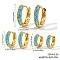 Elegant Brass Pave Cubic Zirconia Hoop Earrings, Blue, 15~11x3mm