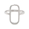 Non-Tarnish 304 Stainless Steel Hollow Rectangle Adjustable Ring for Women, Stainless Steel Color, US Size 6 1/4(16.7mm)