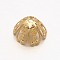 6-Petal Brass Bead Caps, Long-Lasting Plated, Flower, Light Gold, 13x7mm, Hole: 1mm