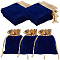 Velvet Jewelry Pouches Bags, Drawstring Bags, Rectangle, Blue, 11.5~12x9.7~17.2x0.2cm, about 20pcs