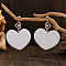 Bohemian Style Handmade Glass Seed Beads Heart Dangle Stud Earrings, Golden, White, 62x47mm