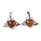 Synthetic Goldstone with Clear Cubic Zirconia Pendants, Heart & Wing Charms with Rack Plating Brass Findings, Platinum, Cadmium Free & Lead Free, 25x31.5x8.5~9mm, Hole: 7.9x5mm