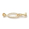Brass Micro Pave Clear Cubic Zirconia Fold Over Clasps, Cadmium Free & Nickel Free & Lead Free, Oval, Real 18K Gold Plated, 51mm