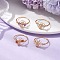 Natural Apatite & Garnet & Amethyst & Citrine Finger Rings, Golden Tone Copper Wire Wrap Jewelry for Women, US Size 7(17.3mm)