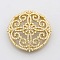 Filigree Flat Round Brass Micro Pave Cubic Zirconia Cabochons, Lead Free & Nickel Free & Cadmium Free, Golden, 36x10mm