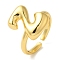 Initials Brass Open Cuff Ring for Women, Cadmium Free & Nickel Free & Lead Free, Letter Z, 16.5x12.5mm, Adjustable