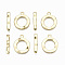 Alloy Toggle Clasps, Cadmium Free & Nickel Free & Lead Free, Ring, Real 16K Gold Plated, Ring: 23x18x1.5mm, Hole: 2.5mm, Bar: 23x5x4mm, Hole: 1.8mm