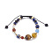 Natural Mixed Stone Braided Beads Bracelets, with Brass Findings and Nylon Cord, Universe Galaxy The Nine Planets Guardian Star, Lead Free & Cadmium Free , 2 inch(5cm)~2-3/4 inch(7cm)