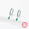 Anti-Tarnish Rhodium Plated 925 Sterling Silver Hoop Earring for Dangle Earrings, with Horse Eye Cubic Zirconia Dangle Charms, Sea Green, 19x2mm