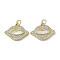 Brass Micro Pave Cubic Zirconia Pendants, Cadmium Free & Lead Free, with Shell, Lip, Real 18K Gold Plated, 13x18x3mm, Hole: 3mm