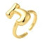 Initials Brass Open Cuff Ring for Women, Cadmium Free & Nickel Free & Lead Free, Letter J, 16.5x11mm, Adjustable