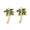 304 Stainless Steel Enamel Pendants, Ion Plating(IP), Coconut Tree Charm, Golden, 25x16.5x2mm, Hole: 3mm