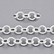 Iron Rolo Chains, Unwelded, with Spool, Textured, Silver, Link: 8x1.5mm, about 39.37 Feet(12m)/roll