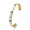 304 Stainlee Steel Enamel Open Cuff Bangles, Adjustable Rhinestone Bangles for Women, Real 18K Gold Plated, Aquamarine, Inner Diameter: 2-5/8 x 2-1/8 inch(6.75x5.3cm)