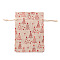 Christmas Theme Linenette Drawstring Bags, Rectangle, Christmas Tree Pattern, 18x13cm