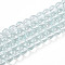 Baking Paint Transparent Glass Beads Strands, Round, Light Cyan, 8~8.5mm, Hole: 1.4mm