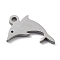 Non-Tarnish 304 Stainless Steel Charms, Stainless Steel Color, Laser Cut, Dolphin, 9x9x1mm, Hole: 1mm.