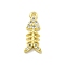 Rack Plating Brass Micro Pave Cubic Zirconia Pendants, Fishbone Charms, Lead Free & Cadmium Free, Long-Lasting Plated, Real 18K Gold Plated, 17x7x2.5mm, Hole: 1.2mm