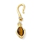 Brass S-Hook Clasps, Cadmium Free & Nickel Free & Lead Free, with Natural Tiger Eye Beads, Snake, Real 18K Gold Plated, 36mm