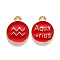 Alloy Enamel Pendants, Cadmium Free & Lead Free, Flat Round with Constellation, Light Gold, Red, Aquarius, 15x12x2mm, Hole: 1.5mm