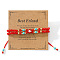 Handmade Glass & Synthetic Turquoise Rondelle Beaded Multi-layered Braided Bead Bracelets, Enamel Evil Eye Jewelry for Men Women, with Greeting Card, Inner Diameter: 11 inch(28cm)