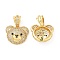 Brass Micro Pave Cubic Zirconia Pendants, Cadmium Free & Lead Free, Bear Head Charms, Golden, Clear, 16x18.5x6~6.5mm, Hole: 6x3.5mm