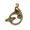 304 Stainless Steel Pendants, Ring with Crow Charm, Ion Plating(IP), Antique Golden, 36x33.5x8.5mm, Hole: 7x5mm