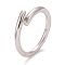 304 Stainless Steel Minimalist Open Cuff Ring with Clear Cubic Zirconia for Women, Stainless Steel Color, Inner Diameter: 14~17.3mm