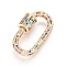 Brass Micro Pave Cubic Zirconia Screw Carabiner Lock Charms, for Necklaces Making, Quick Links, Oval, Colorful, Golden, 28.5x17x7.5mm