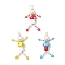 Glass Seed Beaded Mushroom Human Pendants, with Lampwork & 304 Stainless Steel Loop, Real 18K Gold Plated, Mixed Color, 57x24x17mm, Hole: 4x5.5mm, 1pc/color