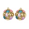 304 Stainless Steel Enamel Pendants, Ion Plating(IP), Half Round Charms, Real 18K Gold Plated, Colorful, 29x25x8.8mm, Hole: 2mm