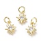 Brass Micro Pave Cubic Zirconia Pendants, with Jump Rings, Star, Real 18K Gold Plated, Clear, 10x8x2mm, Hole: 3.5mm
