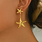 Stainless Steel Dangle Stud Earrings, Golden, Starfish, 55x30mm