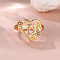Heart with Flower Hollow Out Brass Finger Rings, Golden, Letter D, Inner Diameter: 17mm