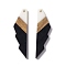 Opaque Resin & Walnut Wood Big Pendants, Jagged Shape Charms, Black, 53x14x3mm, Hole: 2mm