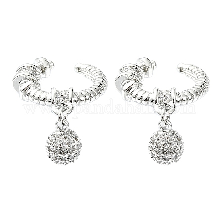 Серьги-каффы из латуни с микропаве и кубическим цирконием EJEW-C086-14P-1