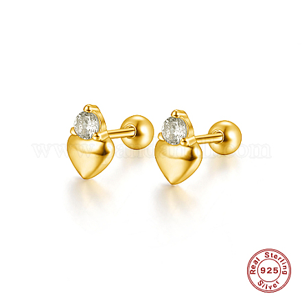 925 серебряная серьга-гвоздик в форме сердца с фианитами KB6220-2-1