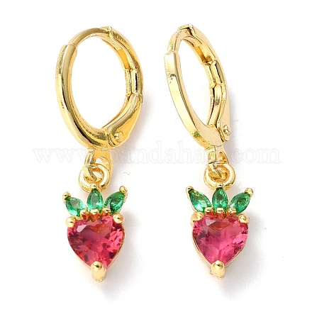 Серьги-кольца из латуни с микро-паве из фианита EJEW-F267-03G-1