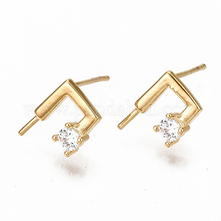 Серьги из латуни с микропейвом и прозрачным фианитом KK-S356-128G-NF-1