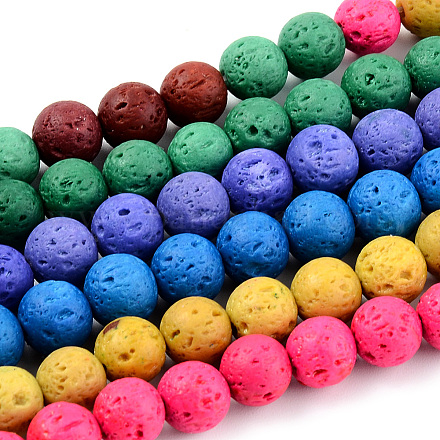 Synthetic Lava Rock Beads Strands G-S247-8mm-M-1-1