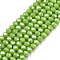 Electroplate Glass Beads Strands, Pearl Luster Plated, Faceted, Rondelle, Yellow Green, 2.9~3.3x2mm, Hole: 0.8mm, about 144~150pcs/strand, 35~37cm