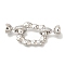 Brass Micro Pave Clear Cubic Zirconia Fold Over Clasps, Cadmium Free & Nickel Free & Lead Free, Rectangle, Platinum, 39mm, Rectangle: 21x16.5x2.3mm, Clasp: 15x7x7mm