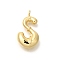 Rack Plating Brass Pendants, Cadmium Free & Lead Free, Letter A~Z Charms, Letter S, 23x13.5x4mm, Hole, 2mm